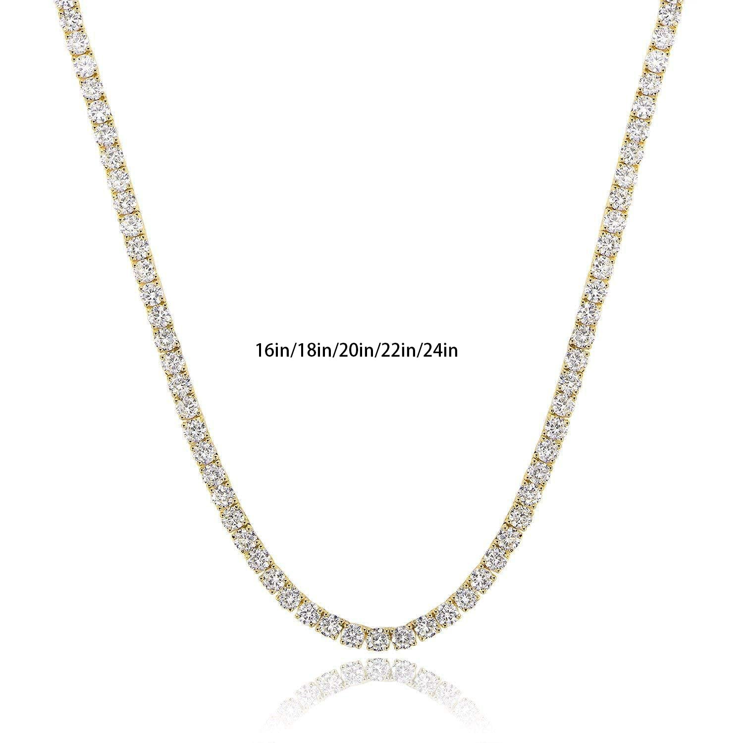 18K White Gold Plated 4 Claw Zircon Tennis Necklace Necklace Fashion