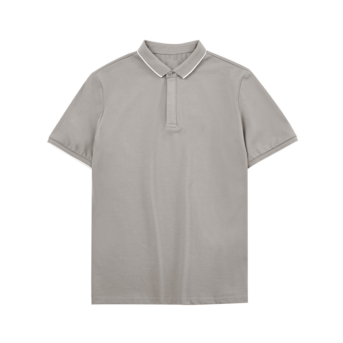 Simple Short-sleeved Polo Shirt Striped Contrast Color Lapels