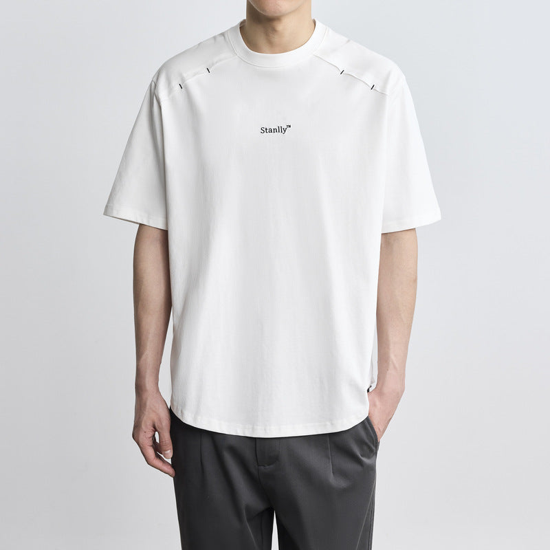 Simple Letter Embroidered Crew Neck T-shirt Fashion Loose