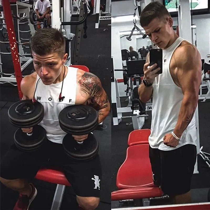 Men's Fashion Letter Print Tank Top: High-Quality Cotton Sleeveless Vest