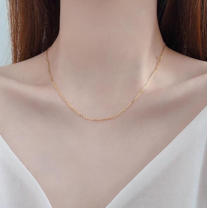 Sterling Electroplated Platinum 18K Gold European Silver Necklace