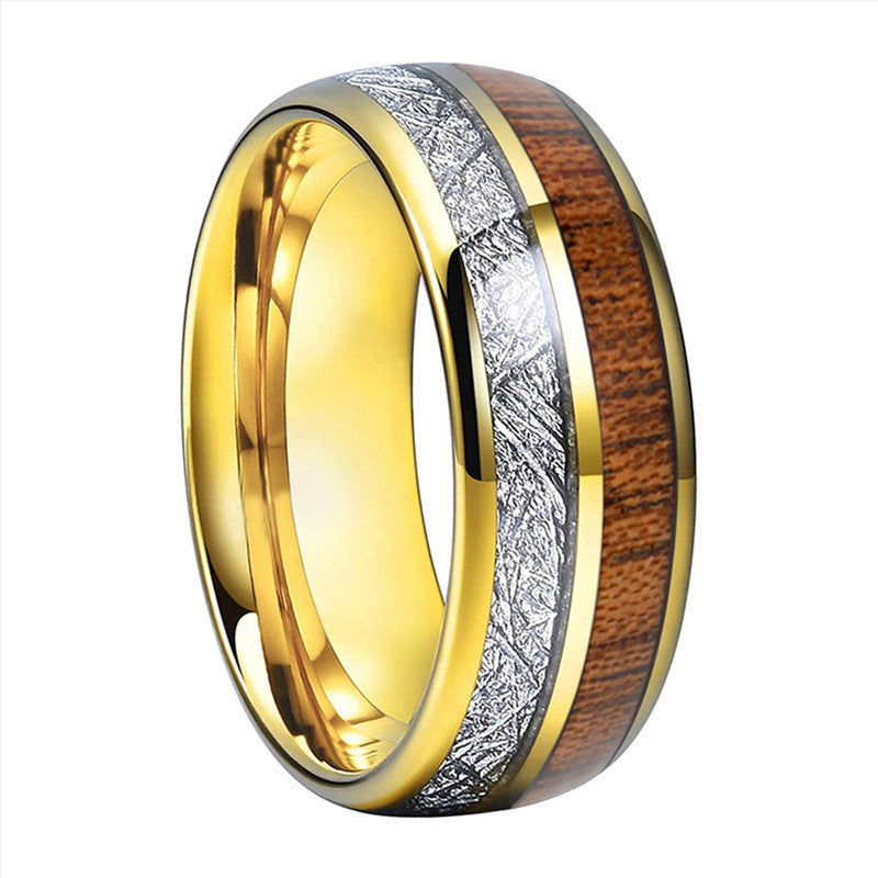 Men's 8mm Double Slot Patch Stainless Steel Ring