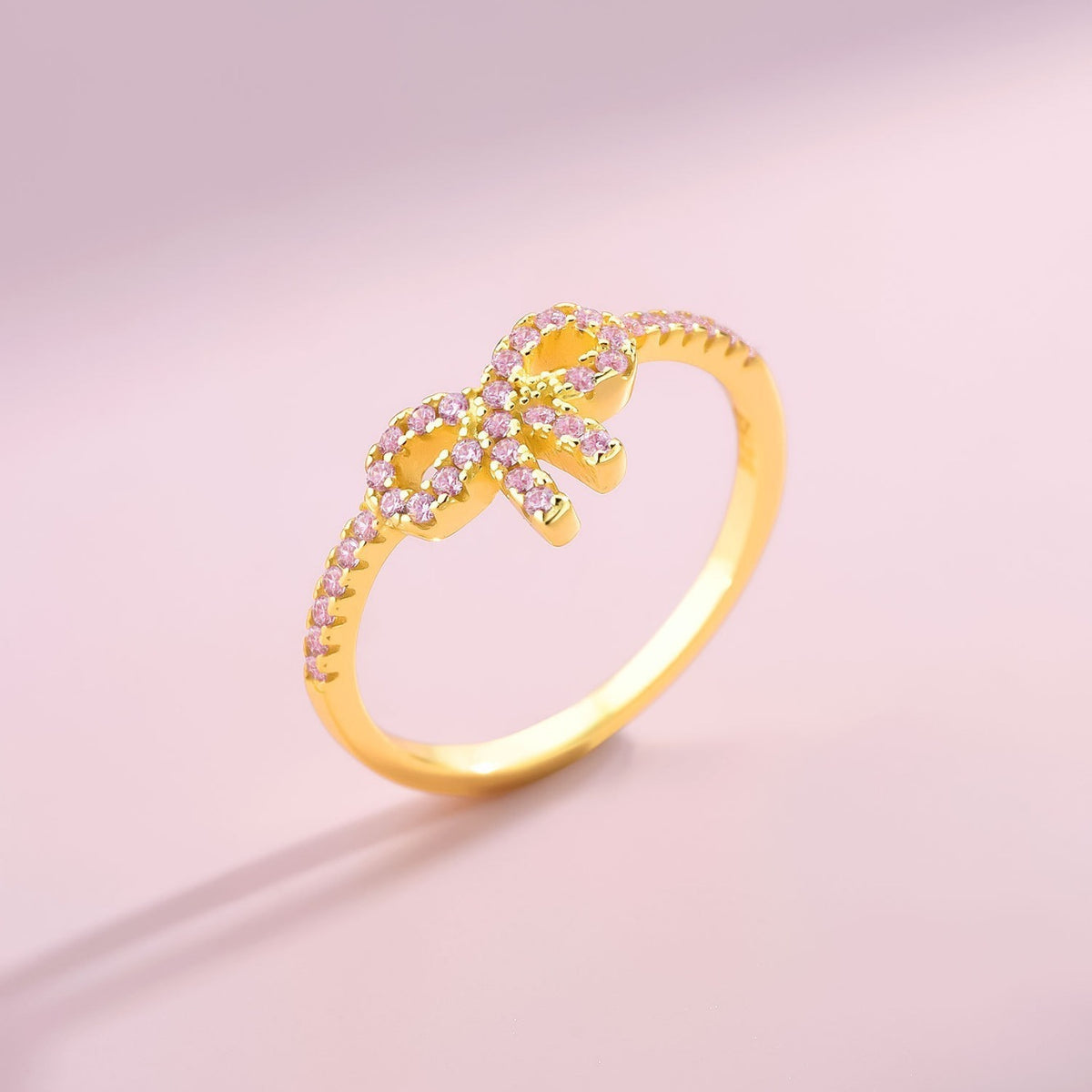 S925 Sterling Silver Bow Zircon Ring