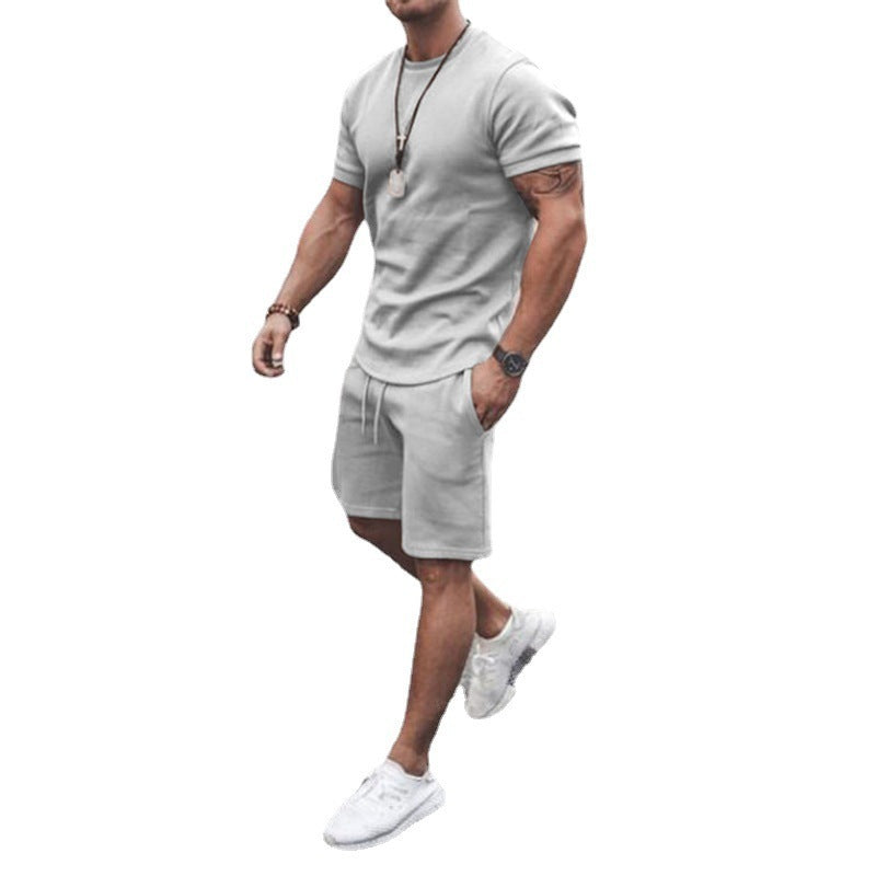 Casual Youth Thin Round Neck Short Sleeve T-shirt Casual Sports Suit