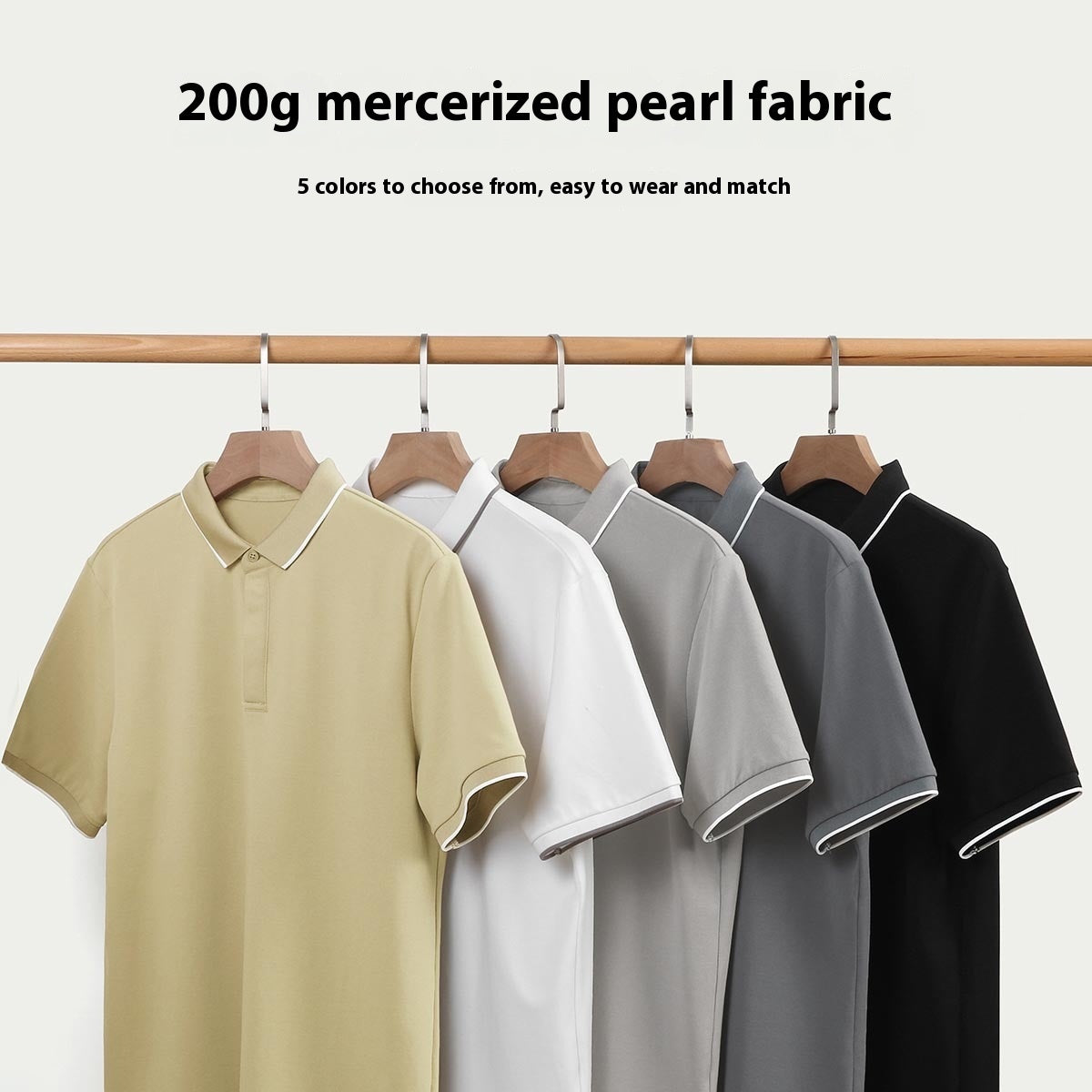 Simple Short-sleeved Polo Shirt Striped Contrast Color Lapels