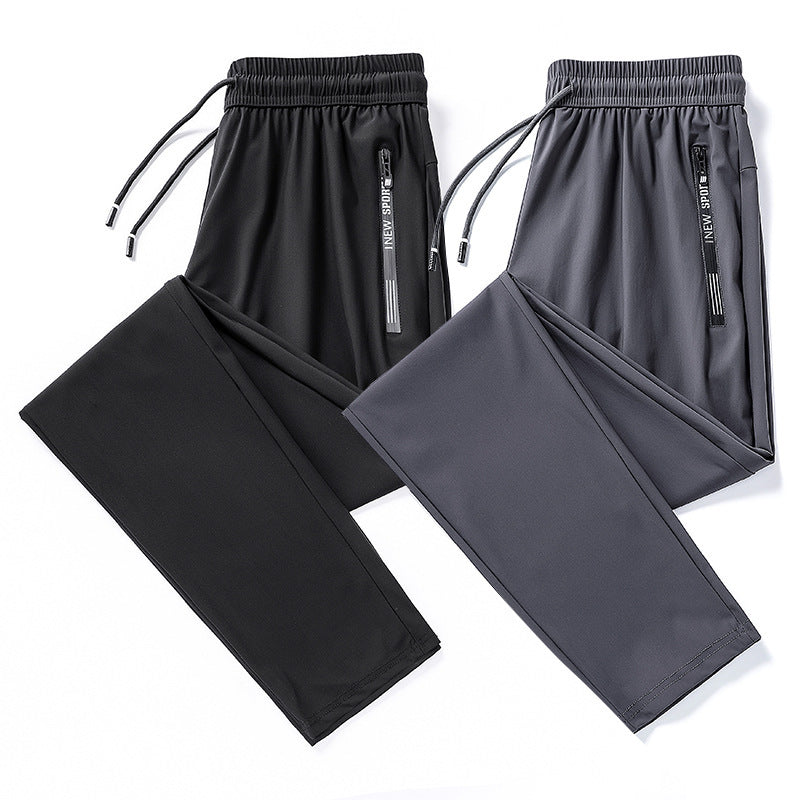 Ice Silk Trousers Men's High Elastic Breathability Leisure Sports Quick-drying
