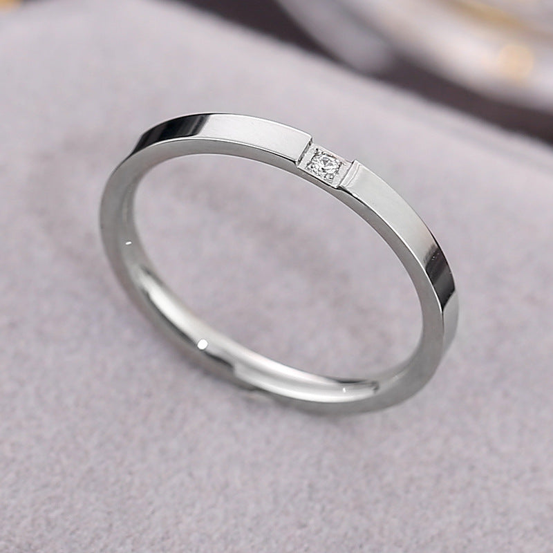 Titanium Steel Anti-fading Diamond Couple Ring