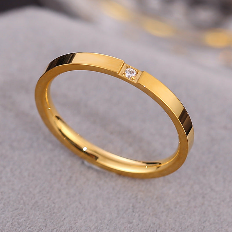 Titanium Steel Anti-fading Diamond Couple Ring