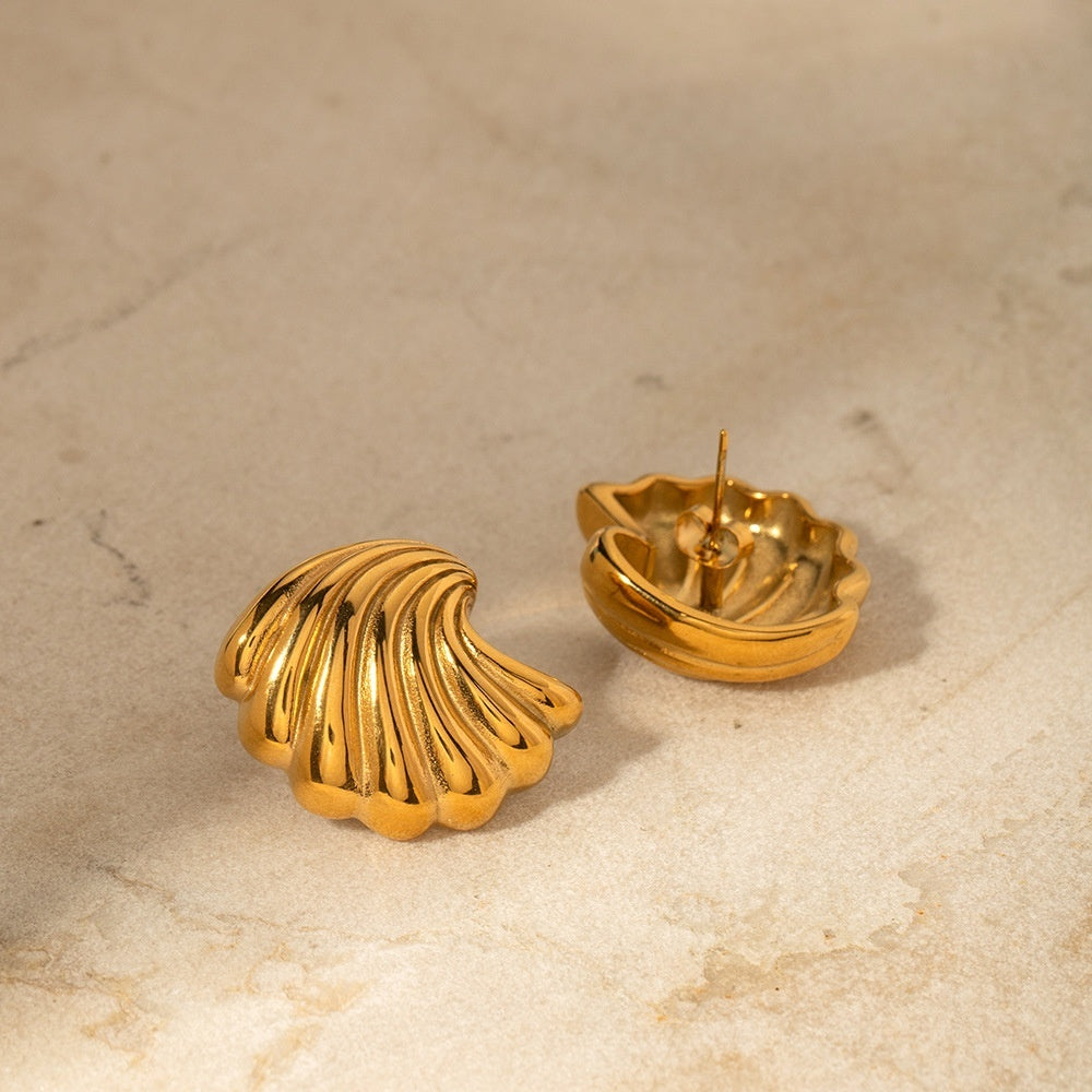 18K Gold Stainless Steel Shell Earrings All-match Fashion Earrings