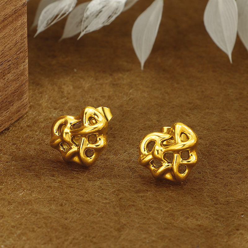 Winding Heart Stainless Steel Studs Female Niche