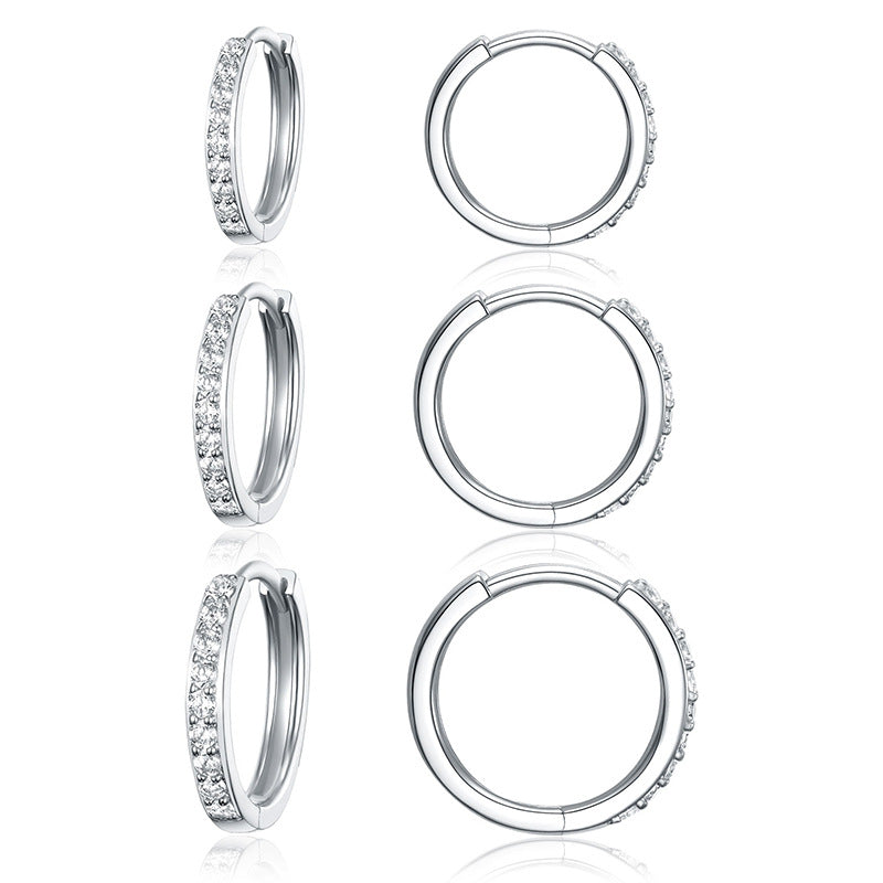 S925 Sterling Silver Needle Three Pairs Trendy Earrings