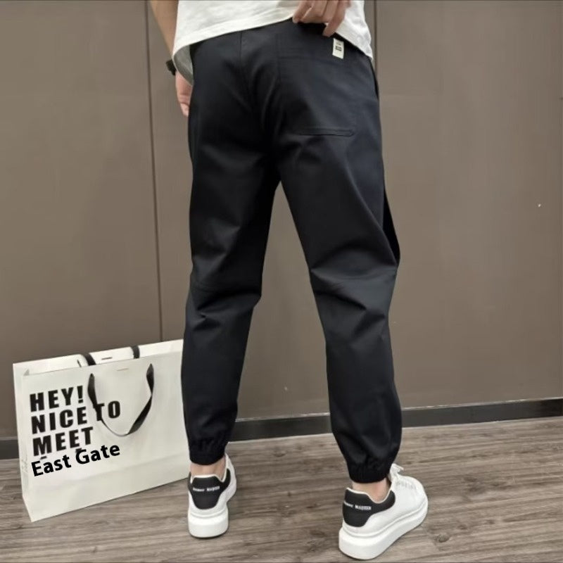 Men's Casual Pants Fashionable All-match Solid Color Breasted Stitching Loose