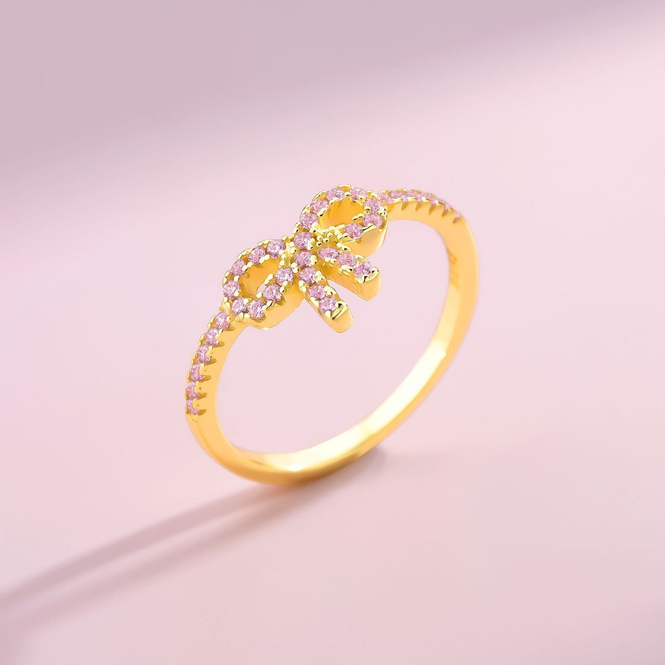 S925 Sterling Silver Bow Zircon Ring