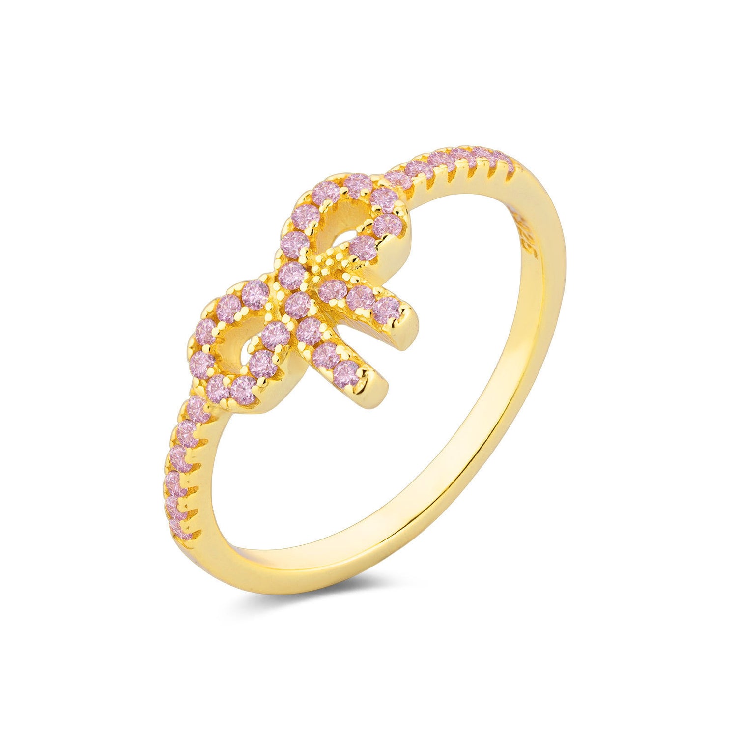 S925 Sterling Silver Bow Zircon Ring