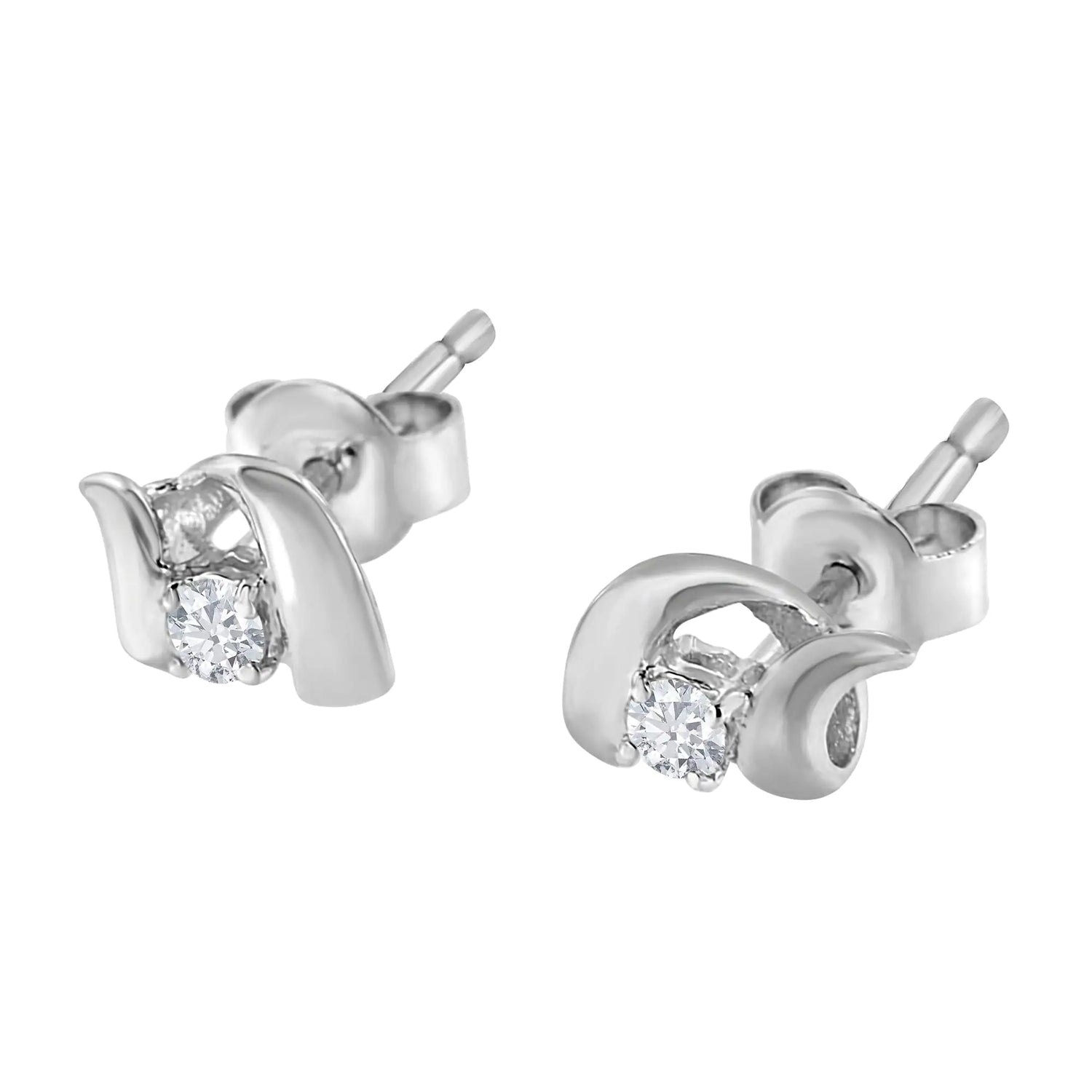 .925 Sterling Silver Round Cut Diamond Fashion Earrings (0.10 cttw, I-J Color, I2-I3 Clarity)